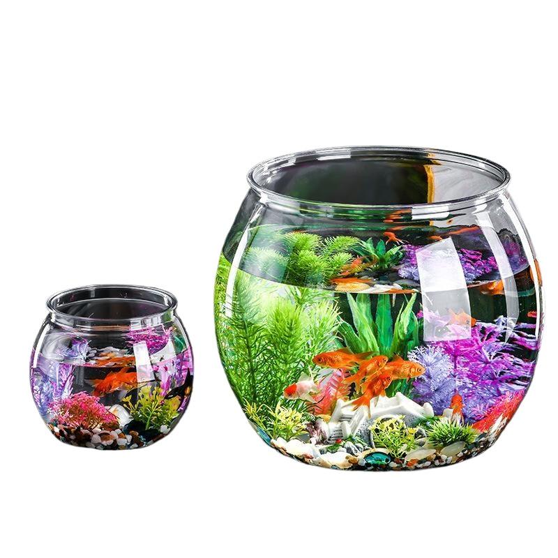 Aquarium Fish In Bowl - 透明プラスチック製金魚鉢、漏れ防止小型水槽、再利用可能な水耕栽培用花瓶、家庭用デスクトップ装飾品