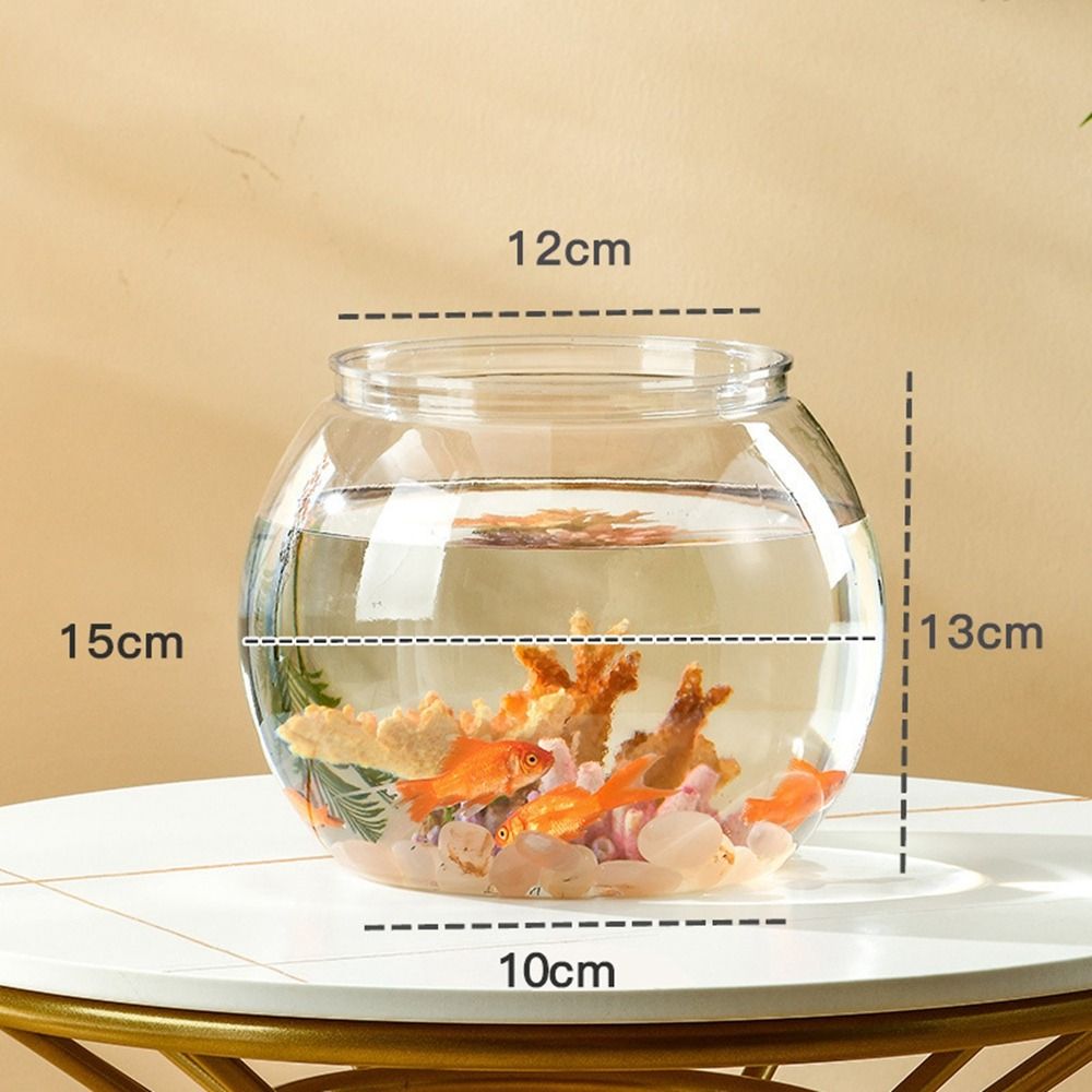 Aquarium Fish In Bowl - ホームデコレーション クリア透明丸型水槽 プラスチック製小型魚鉢 クリエイティブで軽やかな高級感 デスクトップ水槽 リビングルーム用