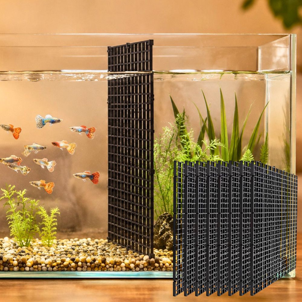 Aquarium Fish Elevator - 14個入り ブラック プラスチック製 水槽用グリッドメッシュ 吸盤クリップ付き、底面サポート＆カメ用日光浴プラットフォーム 素材YMY