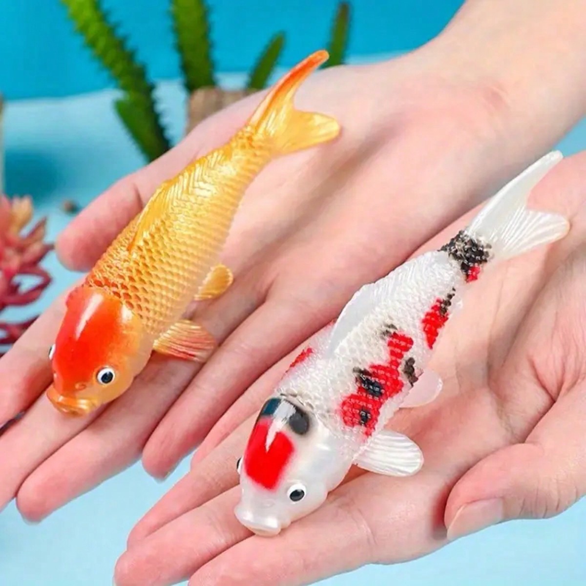 Aquarium Fish Yellow - 水族館用のカラフルな人工鯉2個 リアルなデザイン レッド ゴールド イエロー ホワイト