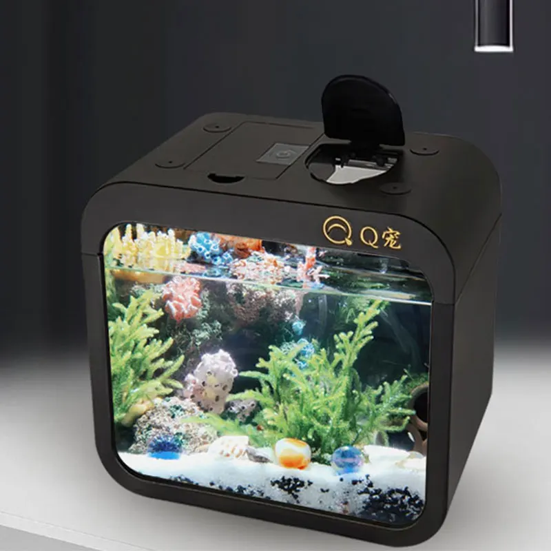 Aquarium Fish In Bowl - デスクトップ透明アクリル水槽プラスチック小型金魚水槽クリエイティブ水族館 LED ライト装飾付き (電池なし)