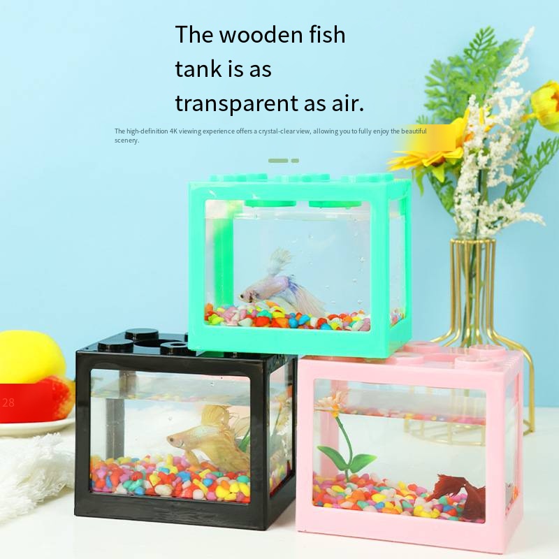 斬新なブロック型ミニ水槽 デスクトップ金魚鉢 小型金魚鉢 テ - Aquarium Fish In Bowl のレビューと価格