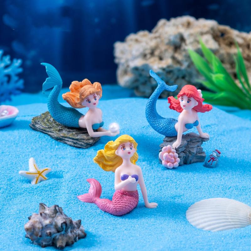4 個のプラスチック水槽リトルマーメイドオーナメントミニチュ - Aquarium Fish Quarantine のレビューと価格
