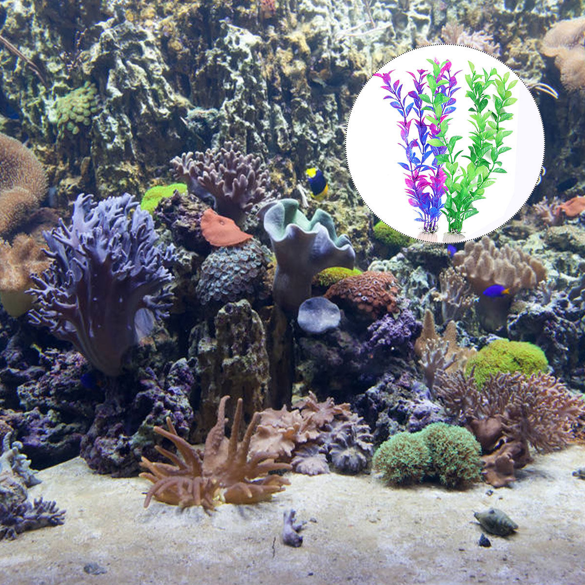 10個入り人工水生植物セット（緑5個、紫5個）水槽、リビング - Aquarium Fish Green のレビューと価格