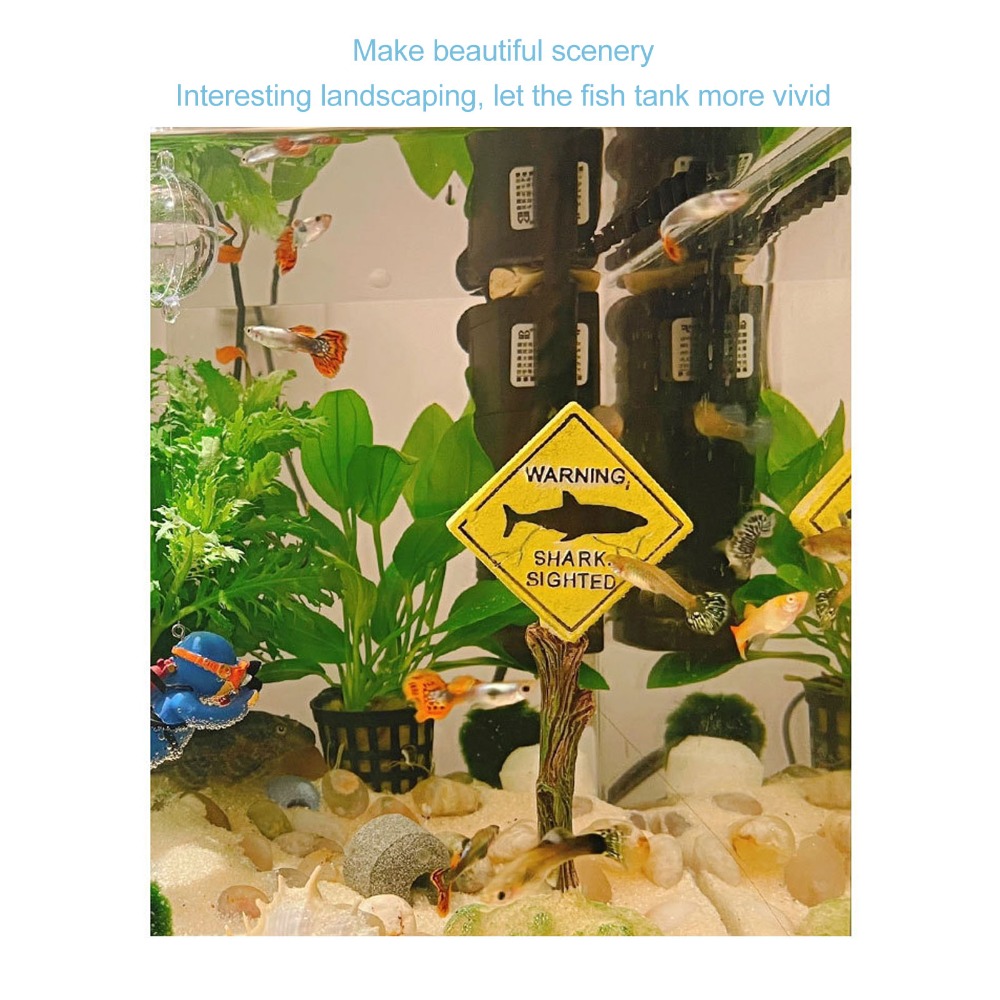 樹脂製サメ警告板オーナメント 黄色の重みのあるベース 水槽装 - Aquarium Fish Yellow のレビューと価格