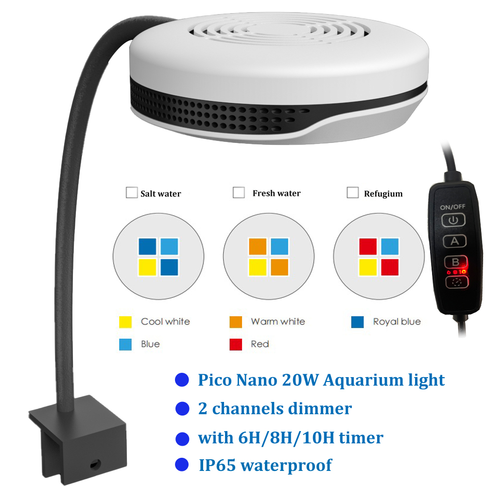 クリップ式20W LED水槽ライト Spectra Nano - Refugium Light Nano のレビューと価格